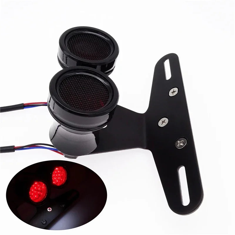 Dual LED Motorcycle Double Rear Tail Light Red Stop Brake Lamp Mount