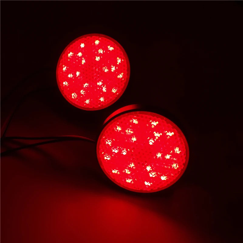 Round LED Motorcycle Brake Stop Warning Reflector Light Rear Tail Lamps