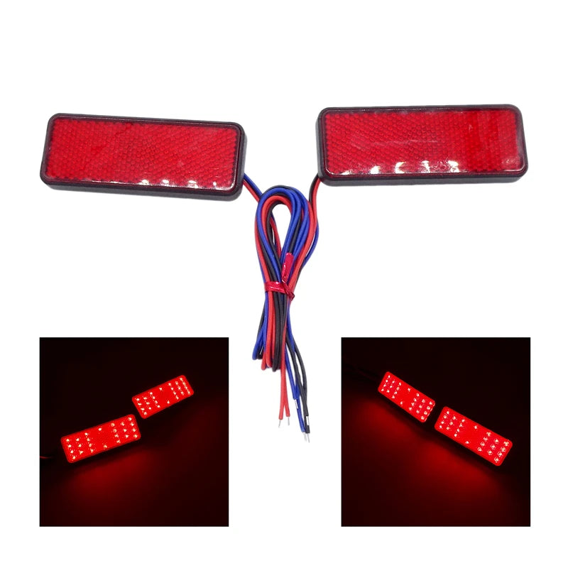 Rectangle LED Motorcycle Tail Lamp Brake Lights Red / Amber