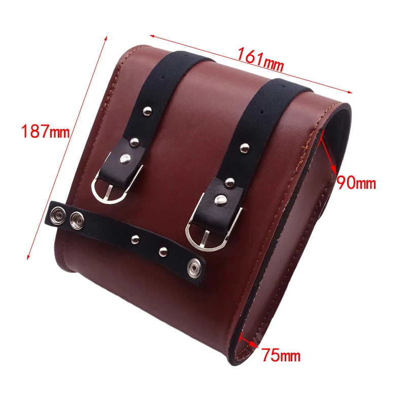 Motorcycle PU Leather Handlebar Side Saddle Sissy Bar Mini Tool Bag