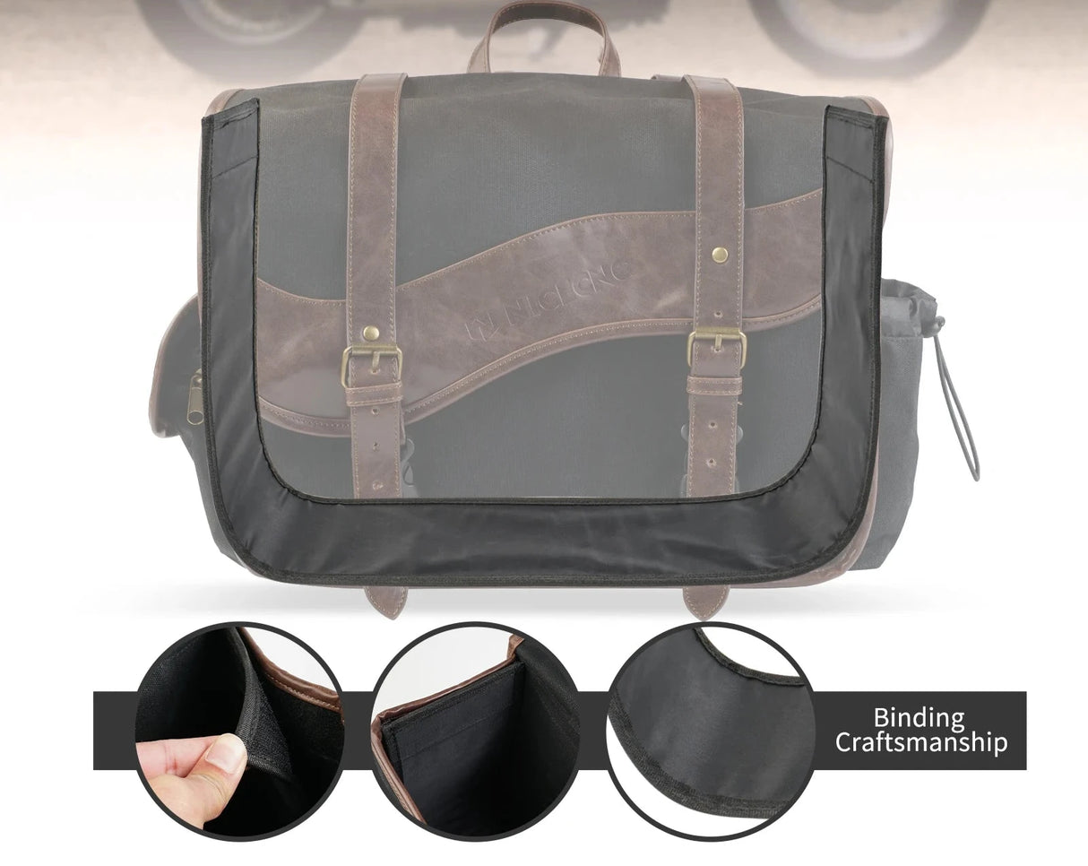 Harley-Davidson Waxed Waterproof Saddlebag Panniers Swing Arm Side Saddle Bag 30L