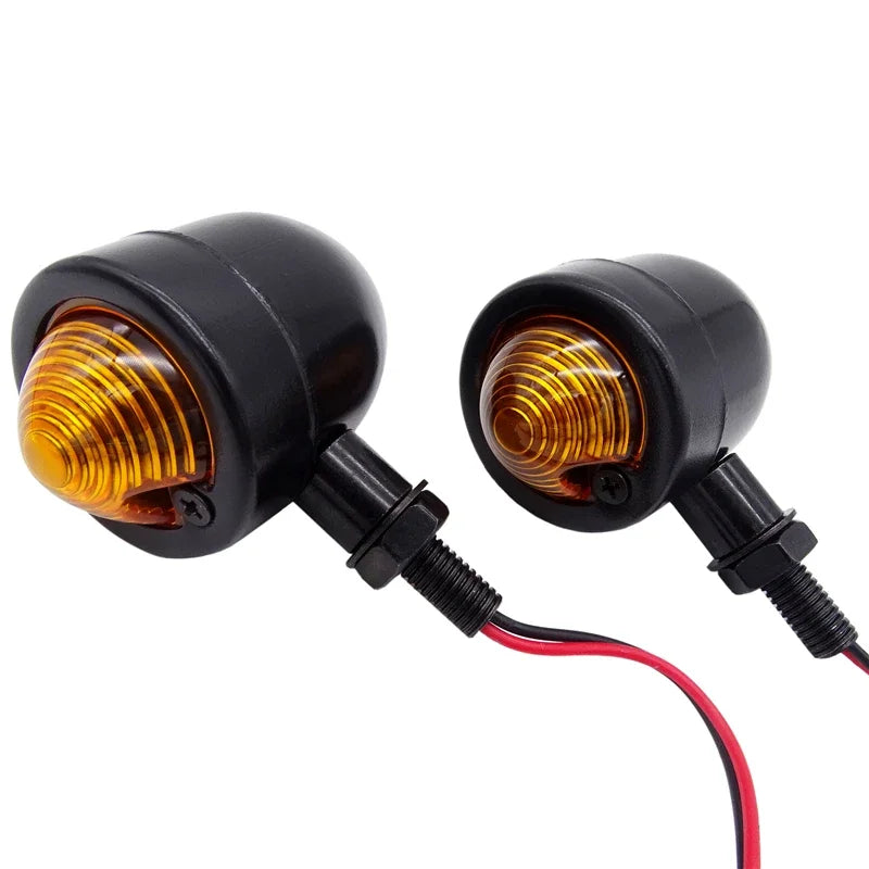 Chrome Bullet Motorcycle Turn Signal Lights Side Repeaters Indicators Pair
