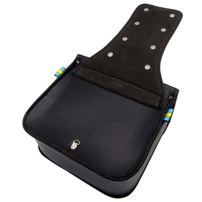 Motorcycle PU Leather Tail Saddle Side Pannier Bags Black / Brown