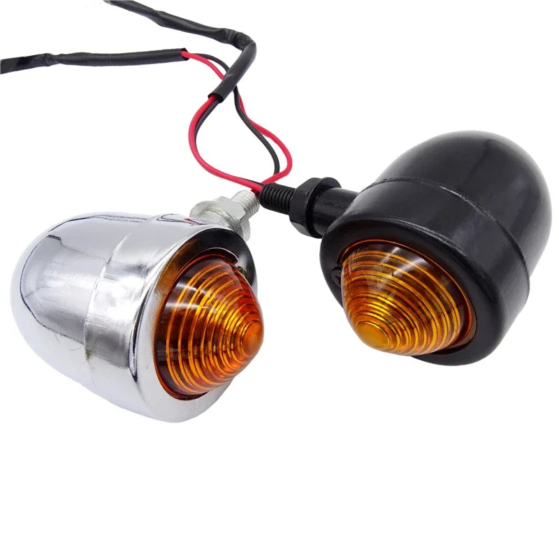 Chrome Bullet Motorcycle Turn Signal Lights Side Repeaters Indicators Pair