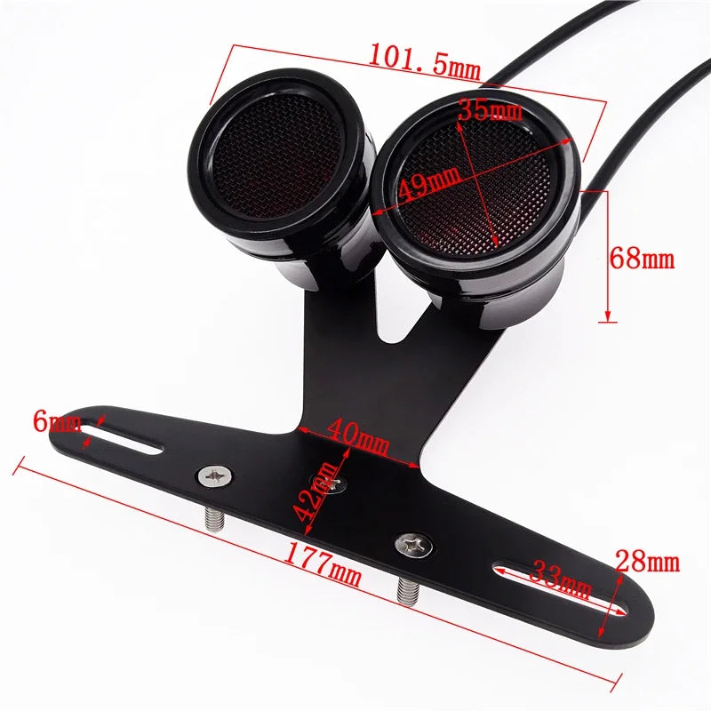 Dual LED Motorcycle Double Rear Tail Light Red Stop Brake Lamp Mount