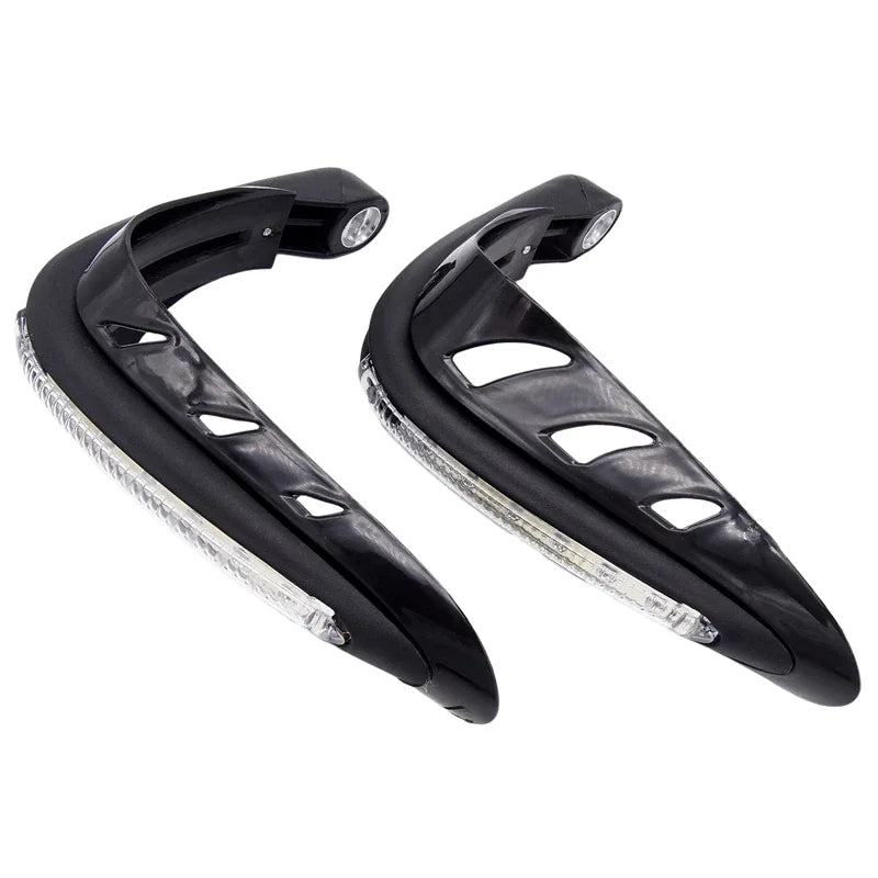 Motorcycle Handlebar Handguards 12V Yellow LED Lights 22mm