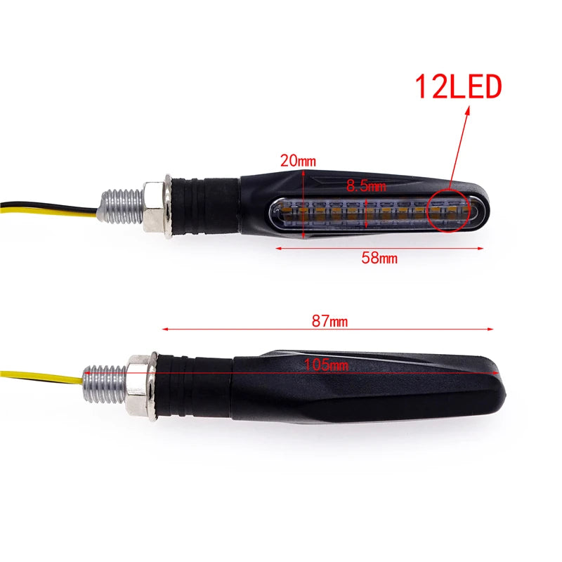 4 x Sequential Motorcycle Turn Signal Front Rear Side Repeaters Indicators