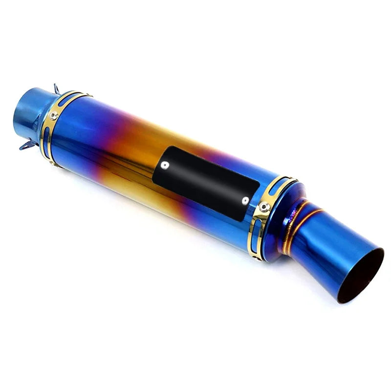 Motorcycle Modified Muffler Exhaust Pipe Blue Gold 51mm