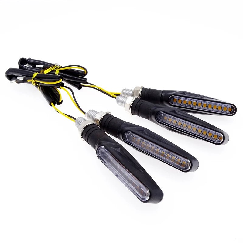 4 x Sequential Motorcycle Turn Signal Front Rear Side Repeaters Indicators