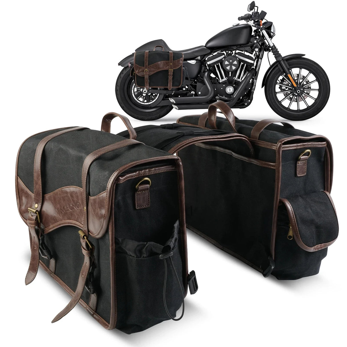 Harley-Davidson Waxed Waterproof Saddlebag Panniers Swing Arm Side Saddle Bag 30L