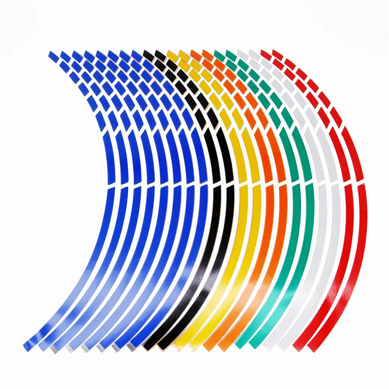 16 x Motorcycle Wheel Stripes Decal Stickers Reflective Rim Tape 17" 18" 19"