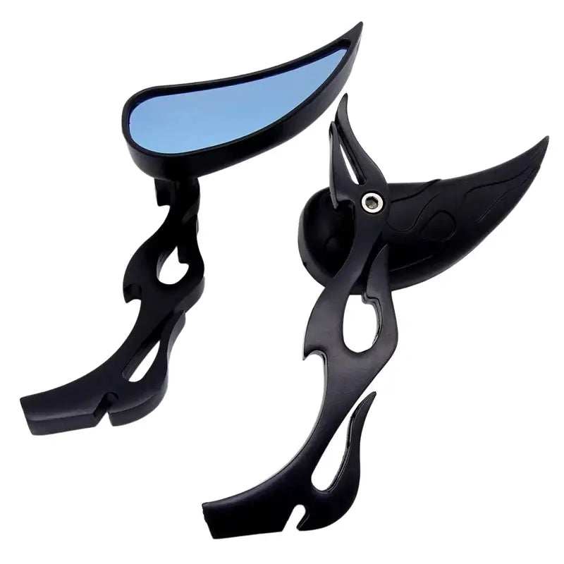 Harley-Davidson Dyna Motorcycle Flame Shape Handlebar Mirror 8mm 10mm