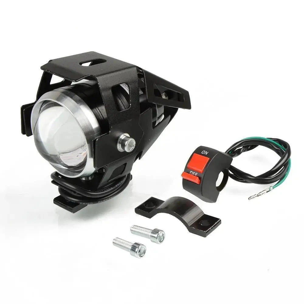 White Motorcycle Auxiliary Headlights LED Spotlights Fog Lights 3000LM 125W 12V