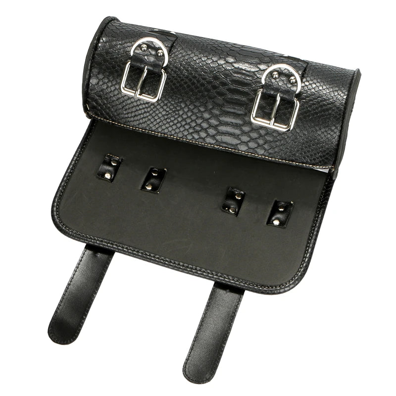 Motorcycle Universal Leather Saddlebag Roll Barrel Luggage Pouch Motorcycle Fork Tool Bag Storage for Harley Sportster XL Dyna
