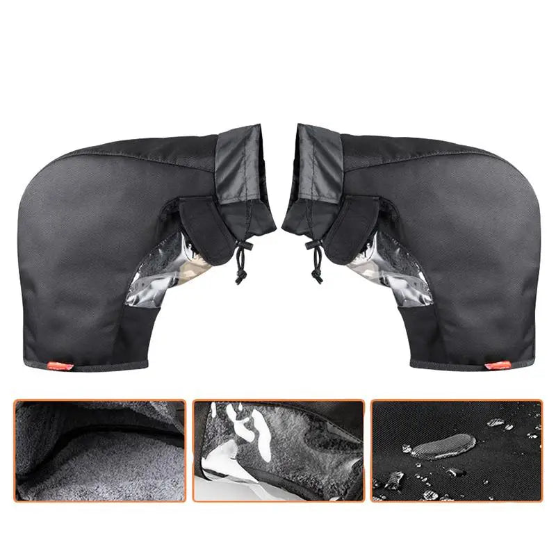 Motorcycle Waterproof Handlebar Grip Muffs with Clear Window