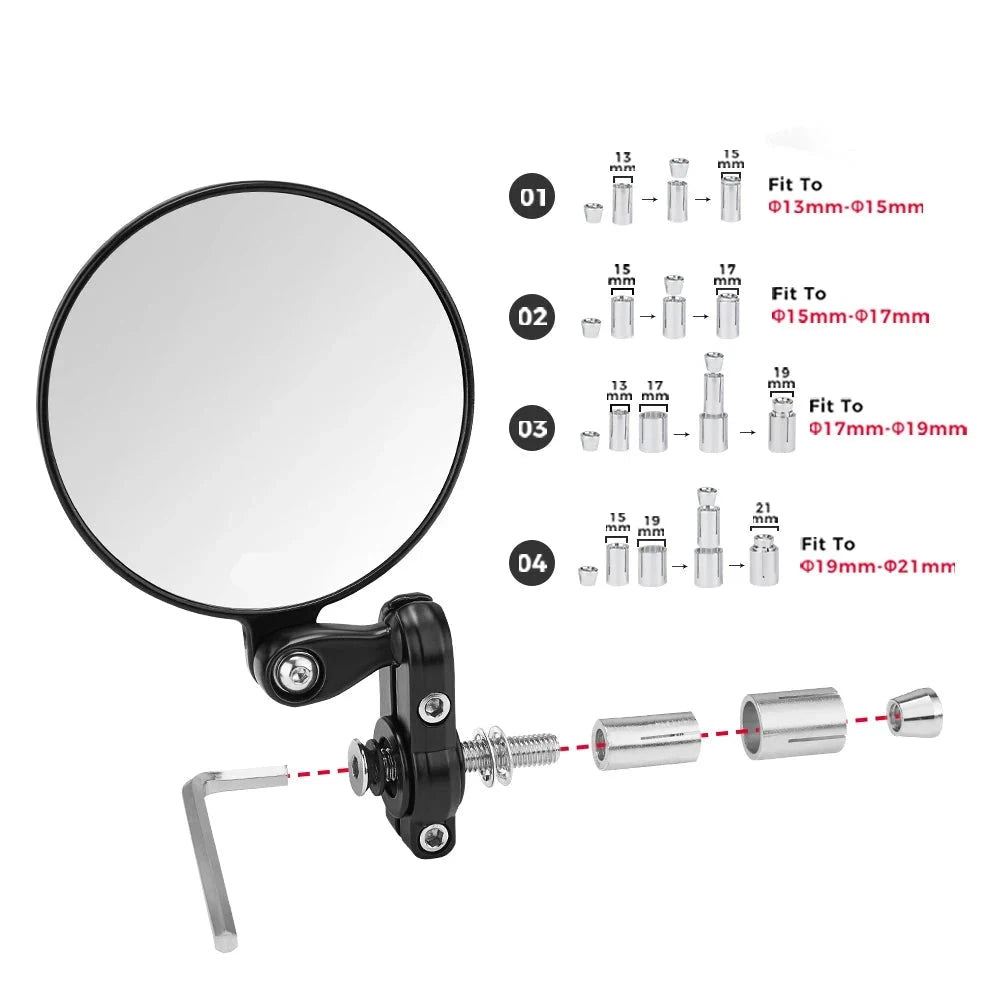 Round Motorcycle 360° Adjustable Handlebar Bar End Rear View Side Mirrors