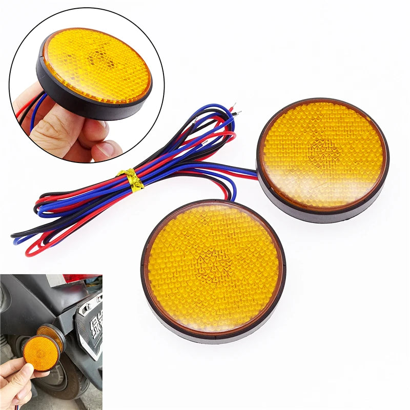 Round LED Motorcycle Brake Stop Warning Reflector Light Rear Tail Lamps