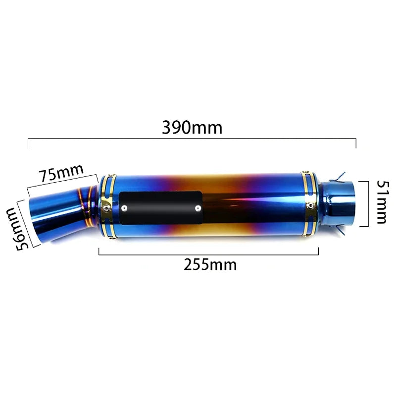 Motorcycle Modified Muffler Exhaust Pipe Blue Gold 51mm