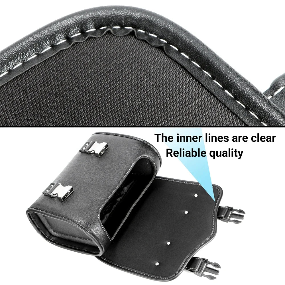 Motorcycle PU Leather Side Saddle Bag Black Small / Large