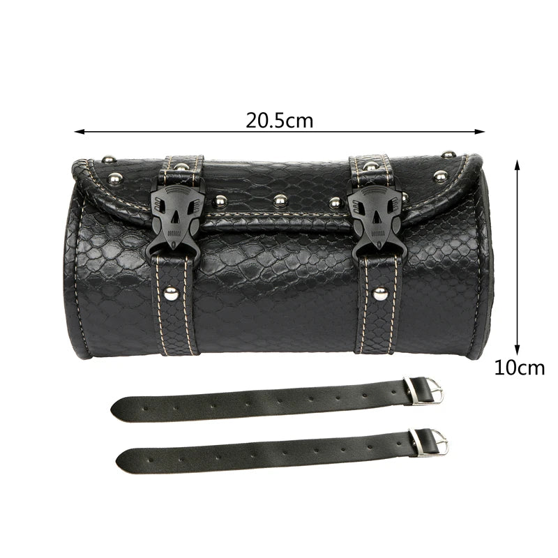 Motorcycle Retro Side Saddle Bag Snake Effect Leather for Harley BMW Chopper Bobber Cruiser