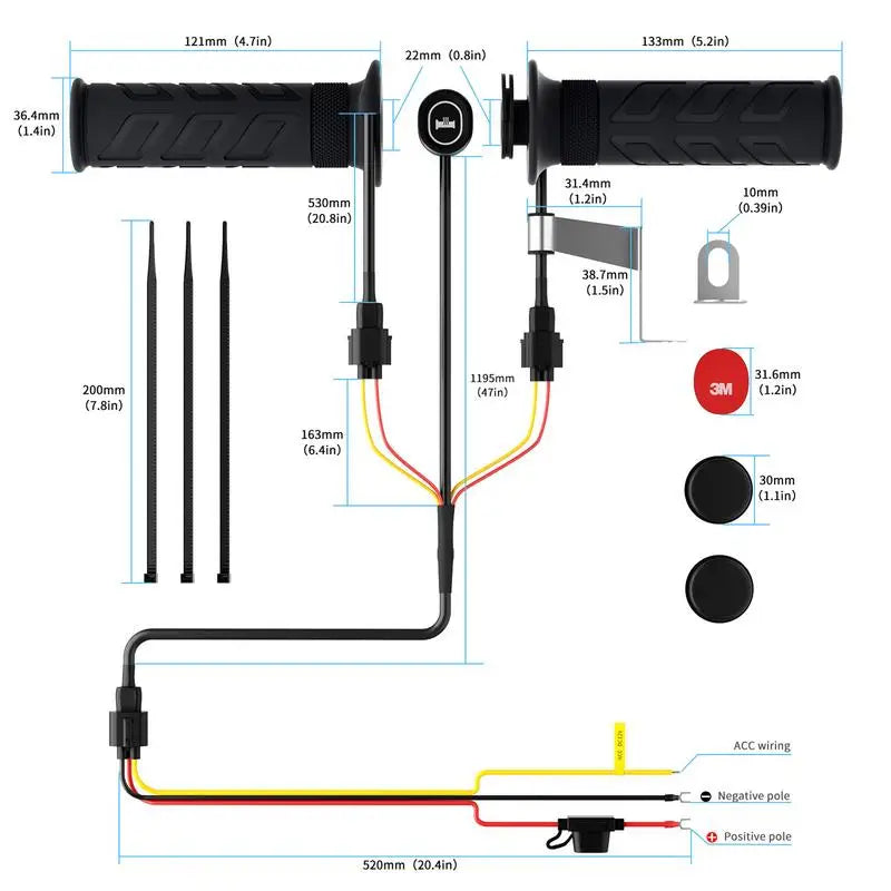 Motorcycle Handlebar Heated Hot Grips Pro 22mm 7/8"