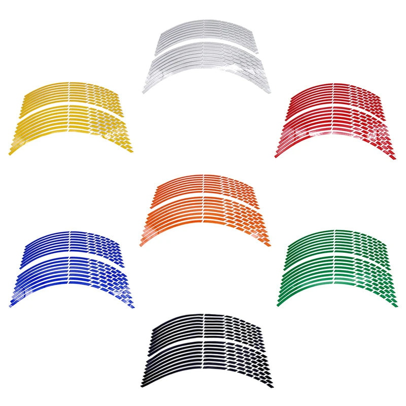 16 x Motorcycle Wheel Stripes Decal Stickers Reflective Rim Tape 17" 18" 19"