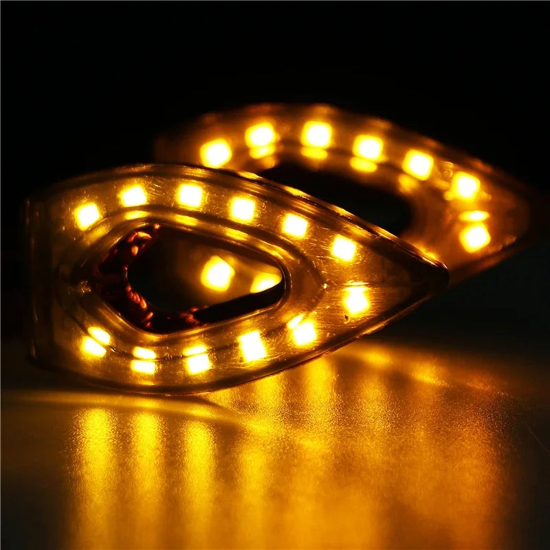 LED Motorcycle Amber Carbon Fibre Turn Signal Side Repeaters Indicators