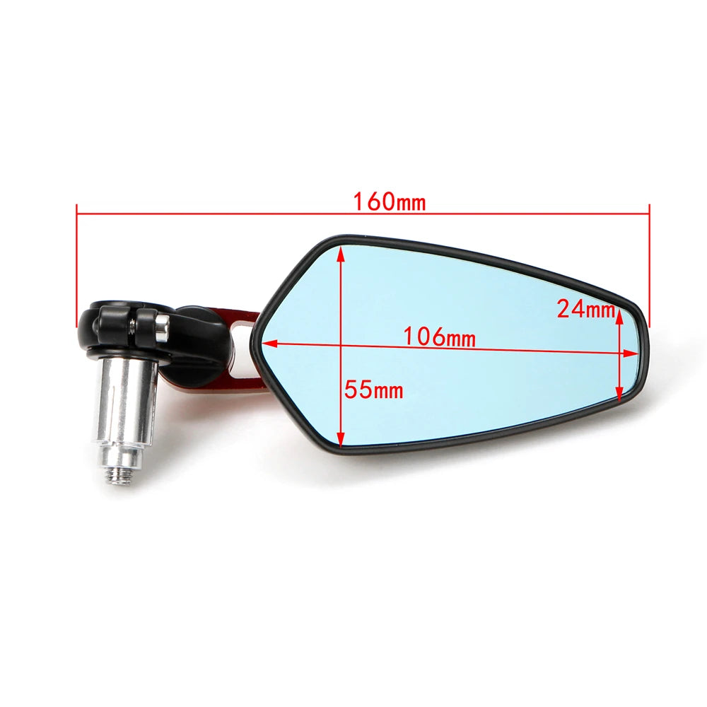 Motorcycle Handlebar Bar End Aluminium Alloy Mirrors 7/8" 22mm - Black/Blue/Red/Silver/Gold