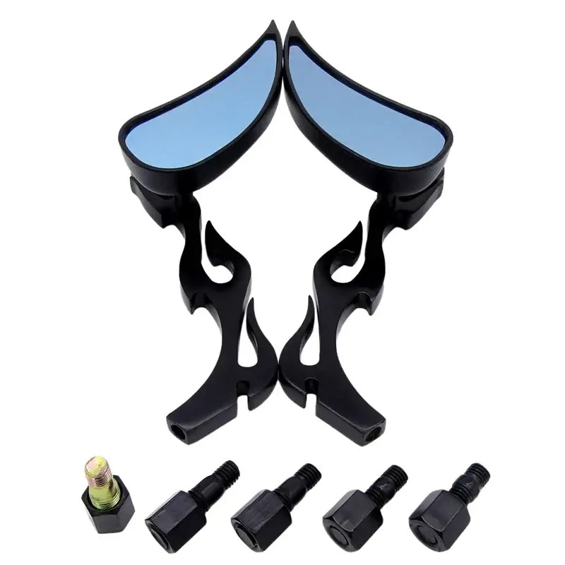 Harley-Davidson Dyna Motorcycle Flame Shape Handlebar Mirror 8mm 10mm