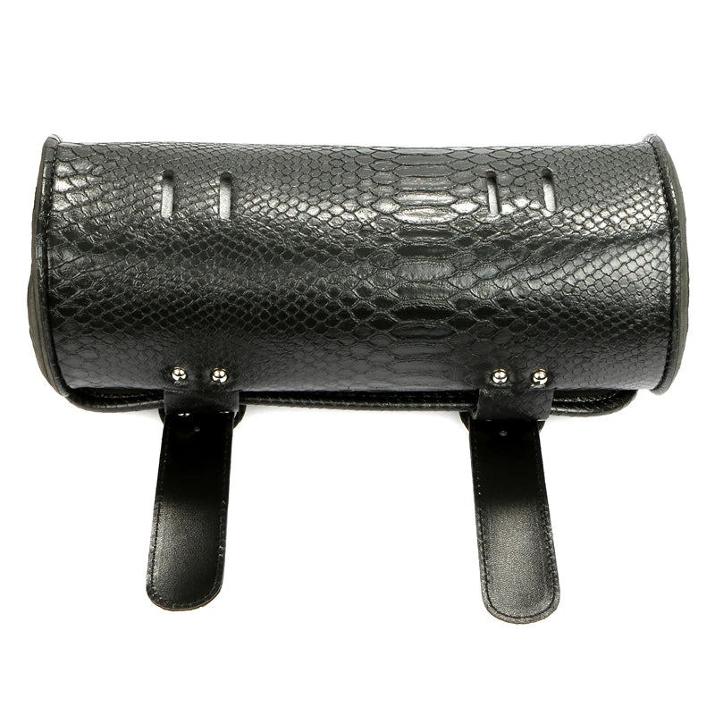 Motorcycle Universal Leather Saddlebag Roll Barrel Luggage Pouch Motorcycle Fork Tool Bag Storage for Harley Sportster XL Dyna