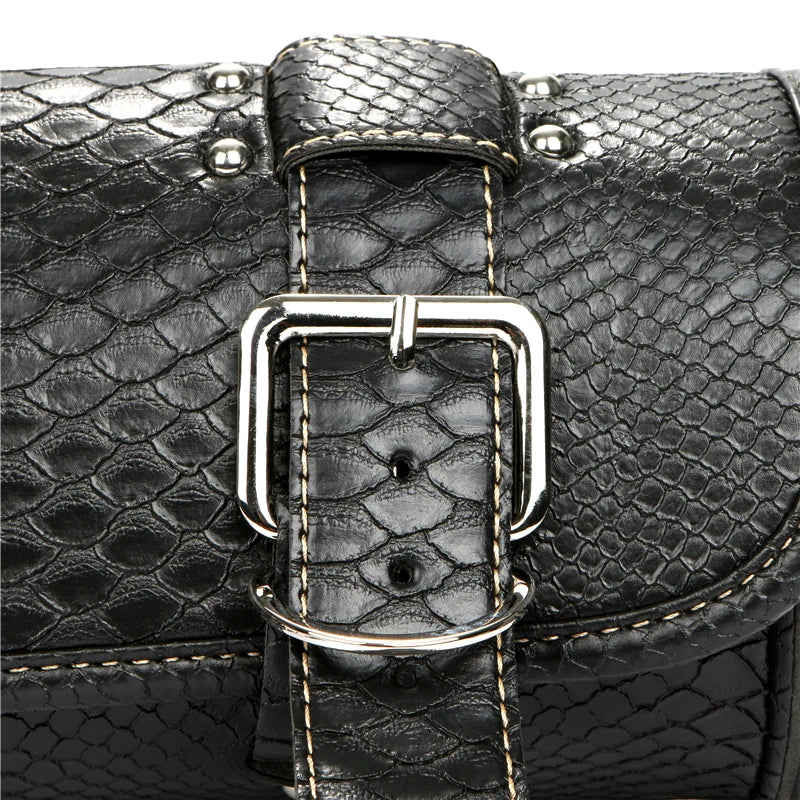 Motorcycle Universal Leather Saddlebag Roll Barrel Luggage Pouch Motorcycle Fork Tool Bag Storage for Harley Sportster XL Dyna