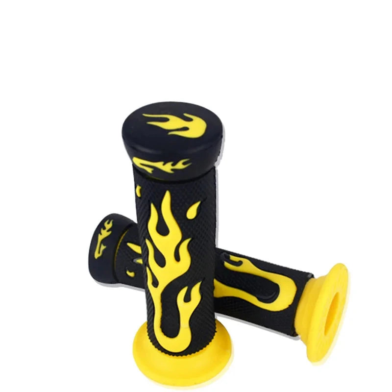 Coloured Flame Motorcycle Rubber Handlebar Grips 22mm/24mm