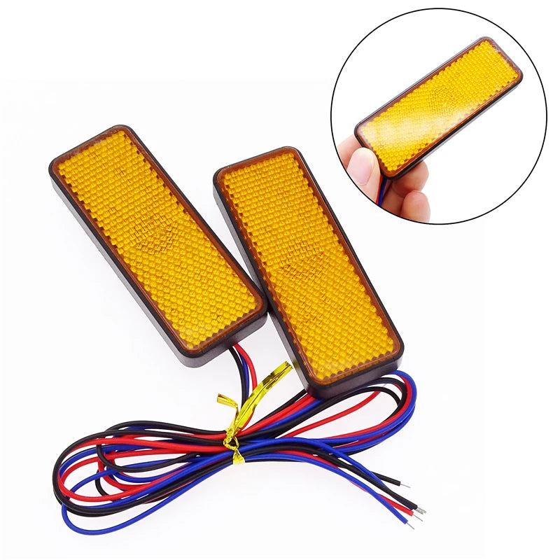 Rectangle LED Motorcycle Tail Lamp Brake Lights Red / Amber