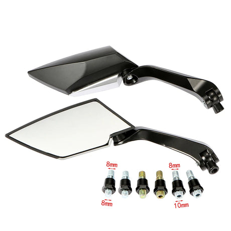 Motorcycle Handlebar Adjustable Rear View Mirrors Black 8mm/10mm