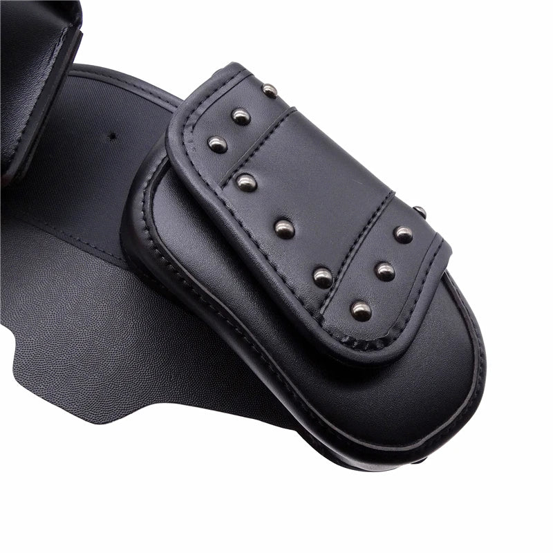 Motorcycle PU Leather Windshield Fairing Pouch Saddle Bag With 3 Pockets For Harley Electra Glide Ultra Limited 1996-2013