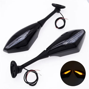 Motorcycle Mirror With Indicator Repeater Turn Signal LED Light For Honda CBR 300 600 900 1000 RR Suzuki GSXR FZ1 FZ6 Triumph