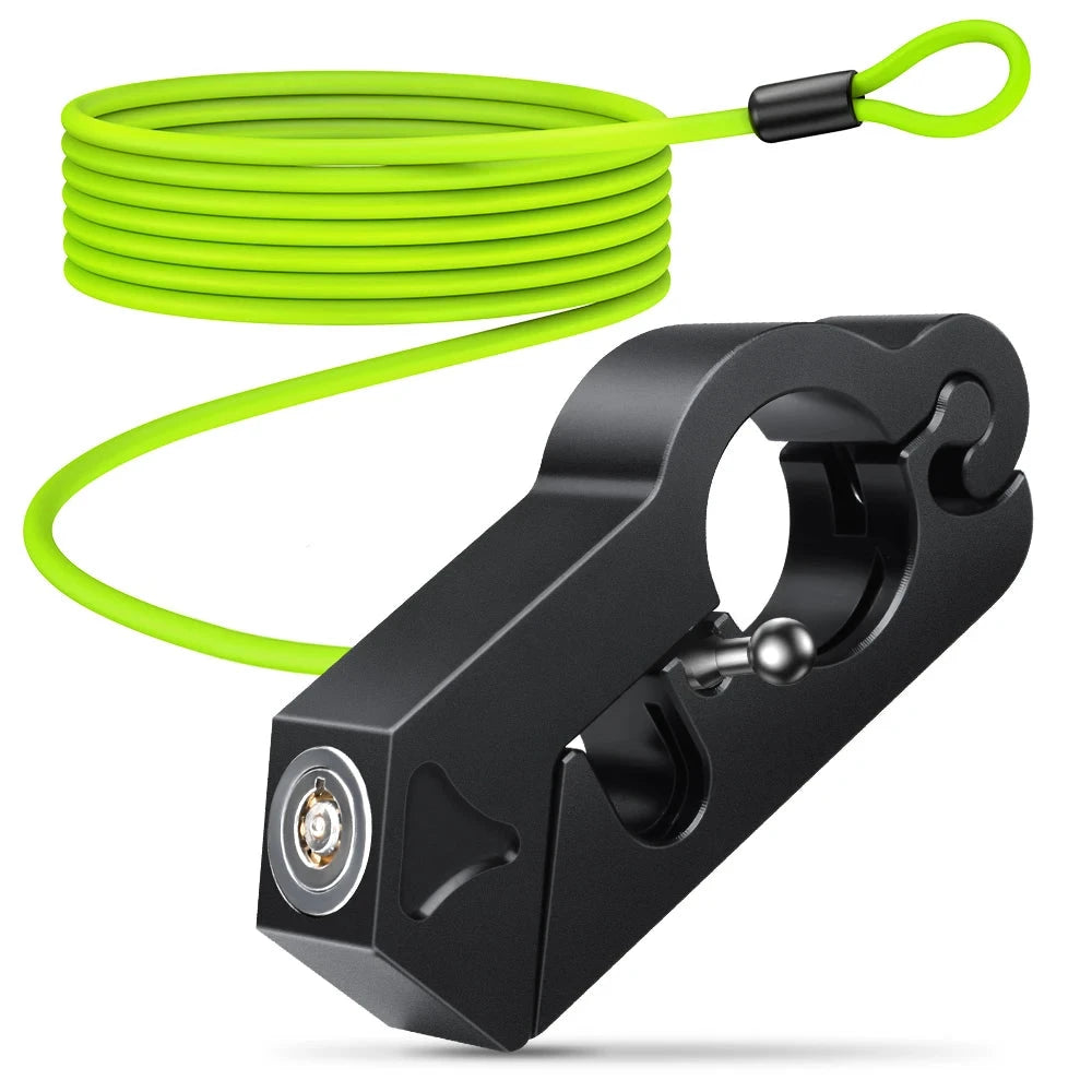 Motorcycle Handlebar Brake Lever Lock with Security Helmet Cable Lock