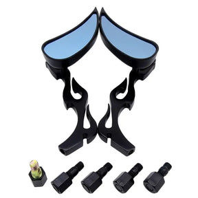 Harley-Davidson Dyna Motorcycle Flame Shape Handlebar Mirror 8mm 10mm