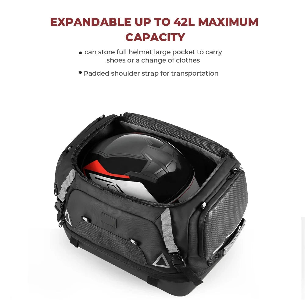Motorcycle 42L Waterproof Rear Tail Pack Sissy Bar Luggage Travel Bag