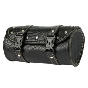 Motorcycle Retro Side Saddle Bag Snake Effect Leather for Harley BMW Chopper Bobber Cruiser