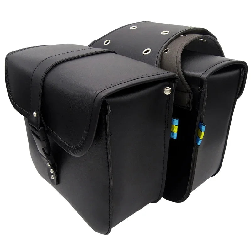 Motorcycle PU Leather Tail Saddle Side Pannier Bags Black / Brown