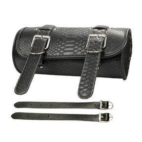 Motorcycle Universal Leather Saddlebag Roll Barrel Luggage Pouch Motorcycle Fork Tool Bag Storage for Harley Sportster XL Dyna
