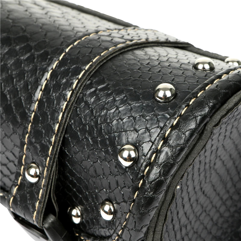 Motorcycle Retro Side Saddle Bag Snake Effect Leather for Harley BMW Chopper Bobber Cruiser