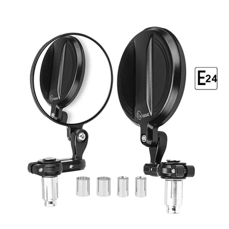 Round Motorcycle 360° Adjustable Handlebar Bar End Rear View Side Mirrors