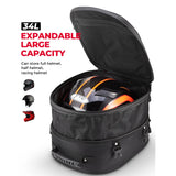 Expandable 34L Motorcycle Waterproof Rear Tail Pack Helmet Luggage Bag